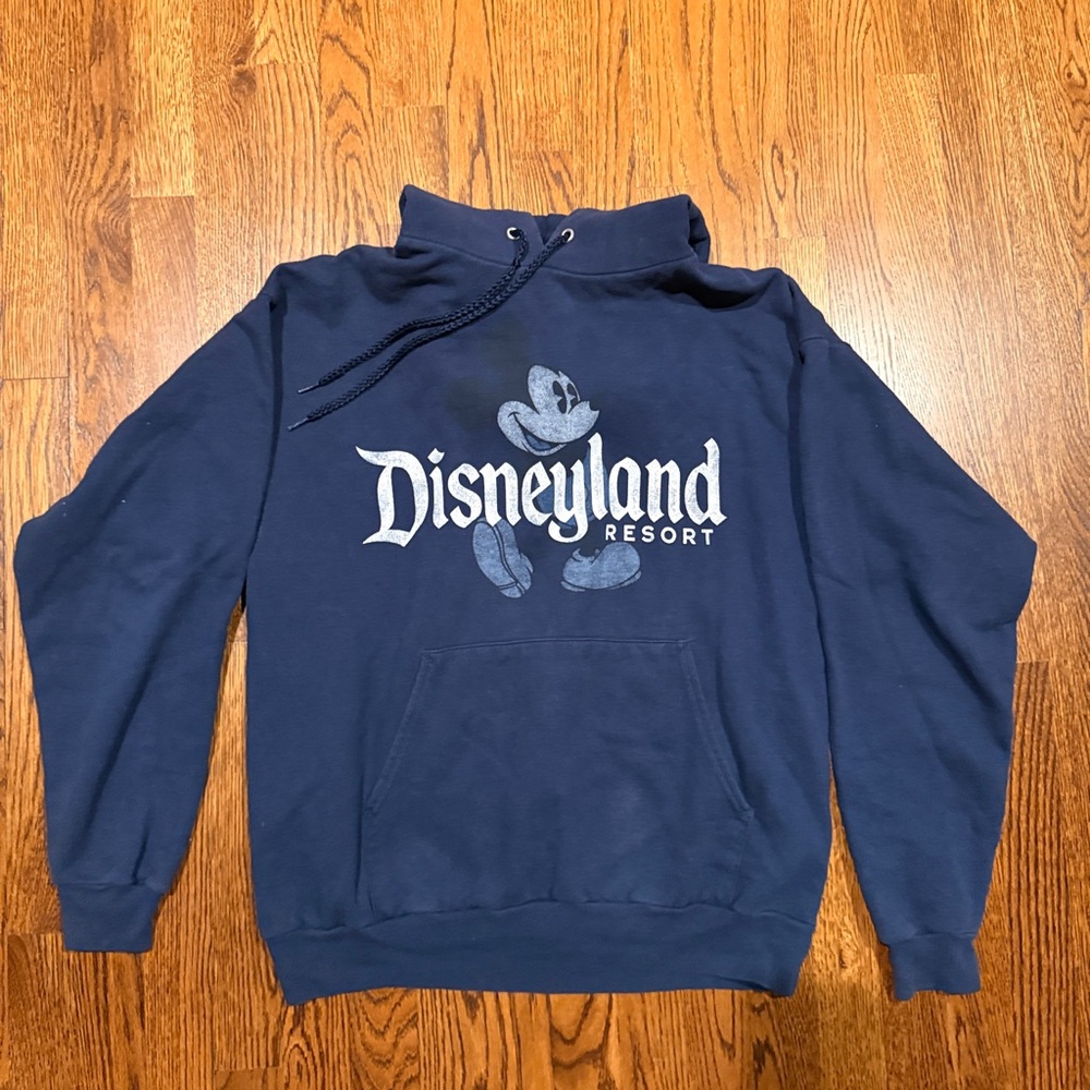 Vintage 80’s, Mickey Mouse Disneyland navy hoodie sweatshirt size Large unisex